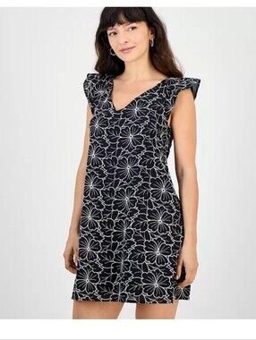NWT Signature by Robbie Bee PL Black White Floral Sheath Dress Party Office